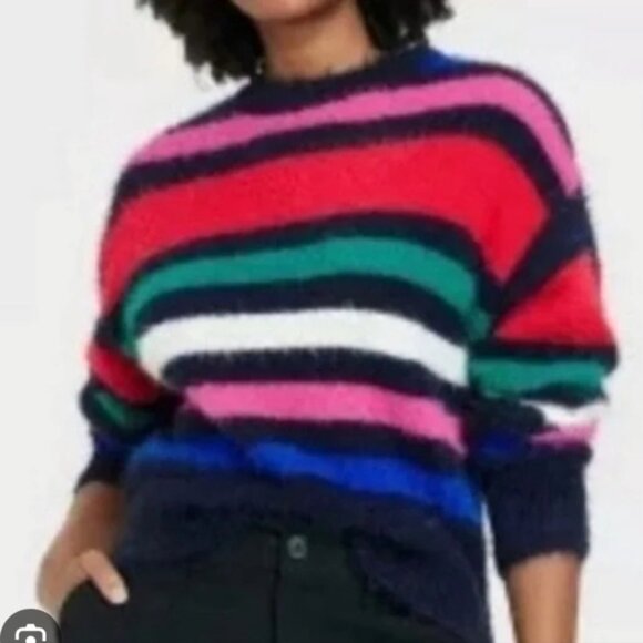 A New Day Colorful Striped Women's Sweater Blue Pink Green Crewneck Size XL - Picture 1 of 11